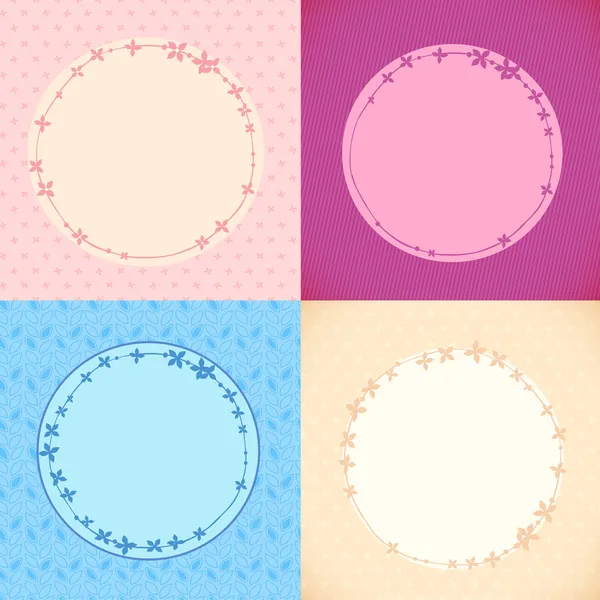Set of retro banners with round floral frames — Stock Vector