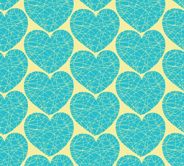 Padrão sem costura com corações em mosaico. Textura decorativa doodle — Vetor de Stock