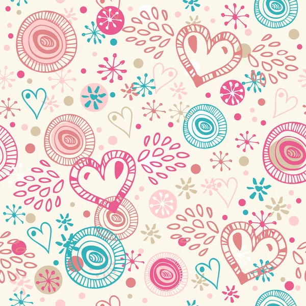 Doodle seamless background with hearts — Stock Vector