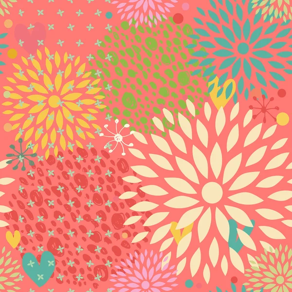 Fantasie naadloze patroon met bloemen. Floral schattig achtergrond — Stockvector