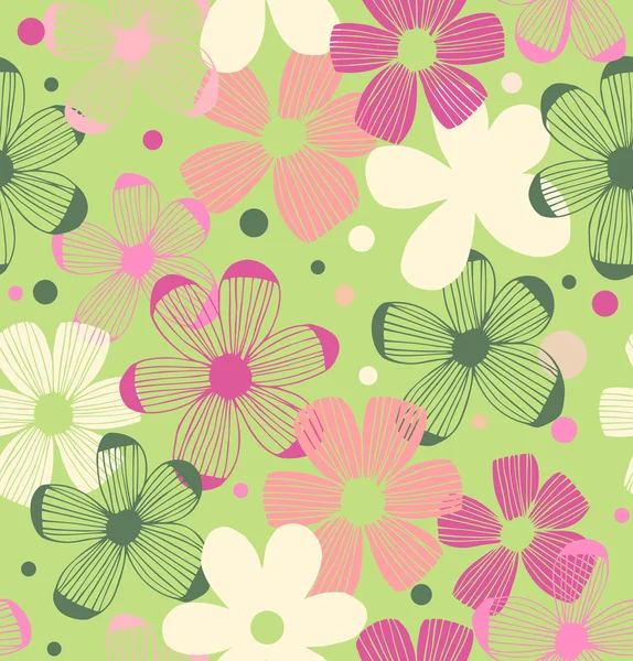 Patrón lindo floral. Fondo romántico sin costuras con flores de belleza — Vector de stock