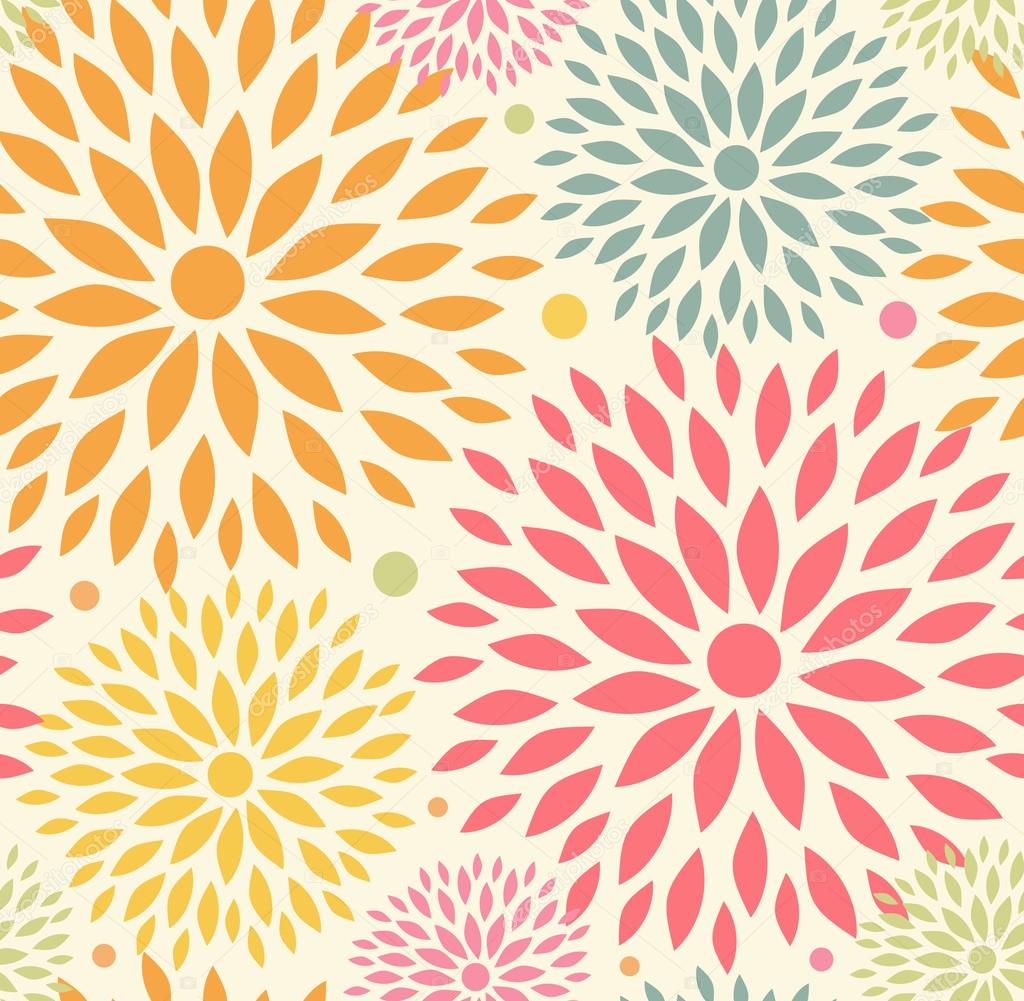 Seamless ornamental floral pattern. Decorative cute background with round flowers