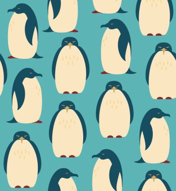 Seamless pattern with penguins. Birds decorative background clipart