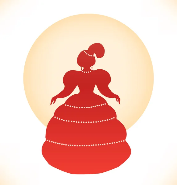 Vintage woman silhouette. Retro image of aristocratic woman. Lady in ball dress — Stock Vector