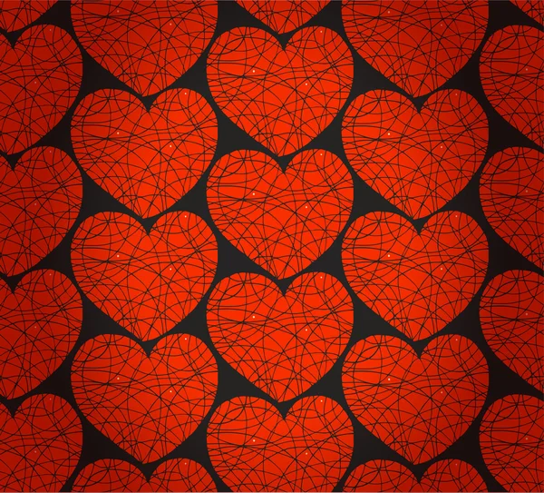 Bezešvé vzor s červenou mozaiku srdce. dekorativní bohatá textura — Stockový vektor