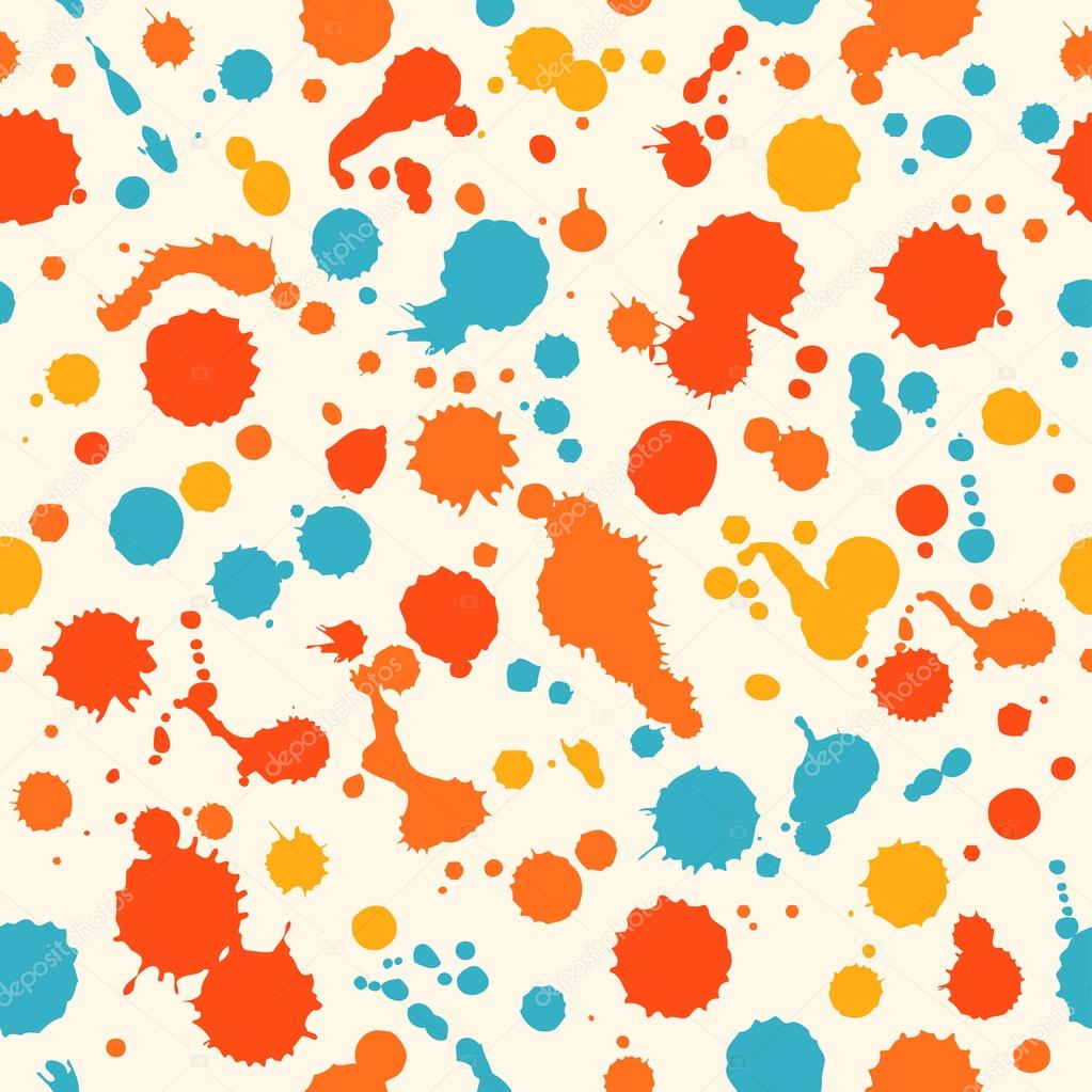 Grunge multicolor abstract seamless background. Dotted texture. Pattern with spots of ink. Blots. Stains