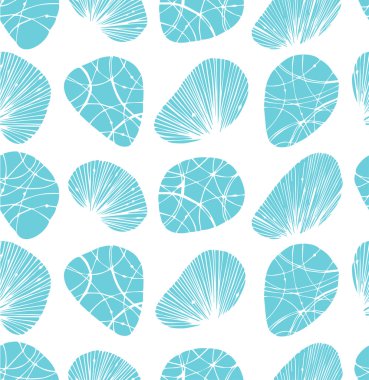 kesintisiz beyaz arka plan. Dekoratif taşlar ve kabukları ile desen