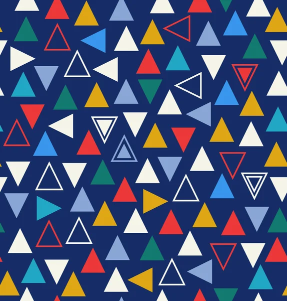 Geometrisches buntes, nahtloses Muster mit Dreiecken. Abstrakter Hintergrund — Stockvektor