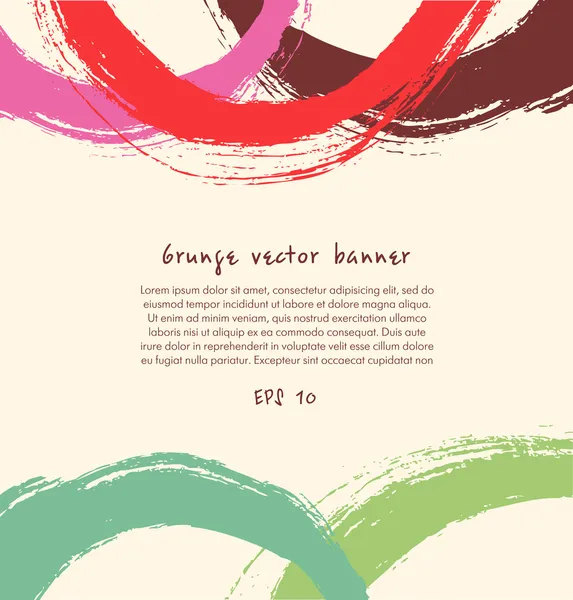 Grunge färg banner. konstnärliga färgstarka bakgrund med dragna ringar — Stock vektor