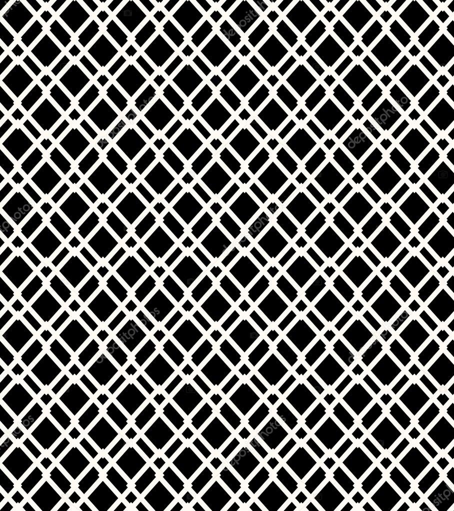 Seamless black and white geometric netting pattern. Grating background. Grate, lattice