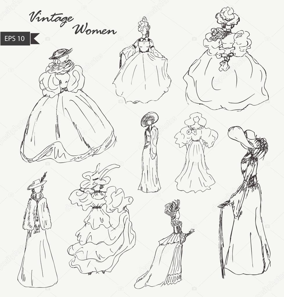 Vintage top dress sketches