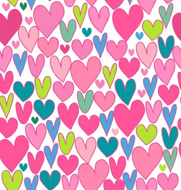 sevimli çizgi zemin ile el çizilen Kalpler.