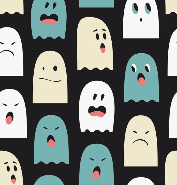 Seamless pattern with cute ghosts. — Stock Vector