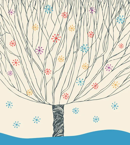 Imagem vetorial da árvore de inverno . — Vetor de Stock