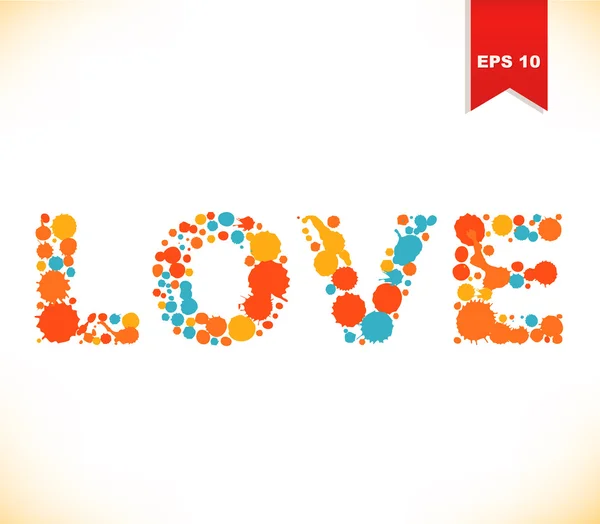 Grunge multicolor love banner. Dotted watercolor text — Stock Vector