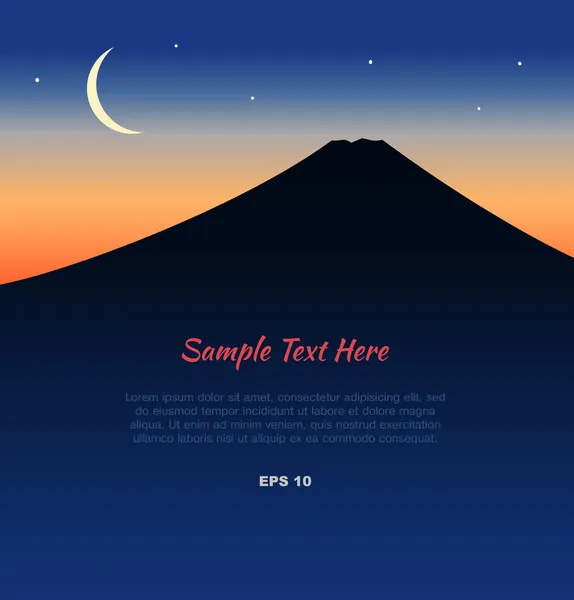 Landschap met silhouet van mount fuji — Stockvector