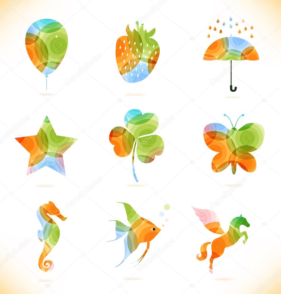 Vector multicolor isolated icons