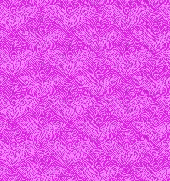 Pink seamless pattern with linear hearts — Stock Vector