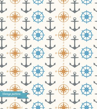 Seamless background with maritime symbols clipart