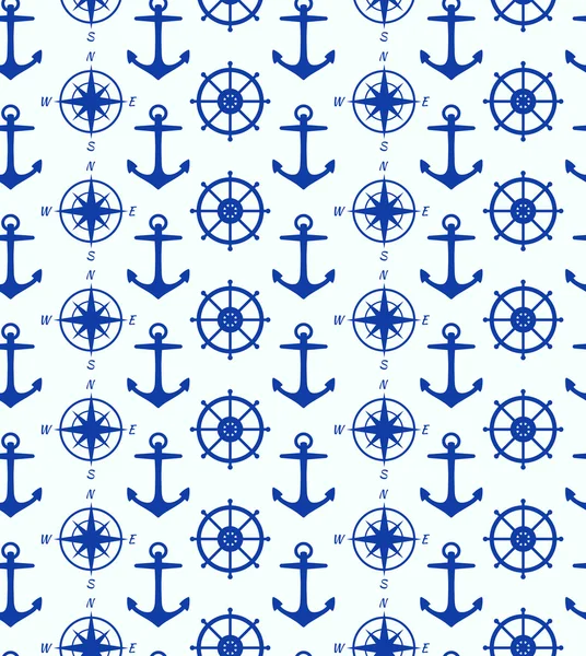 Fond sans couture avec des symboles maritimes — Image vectorielle