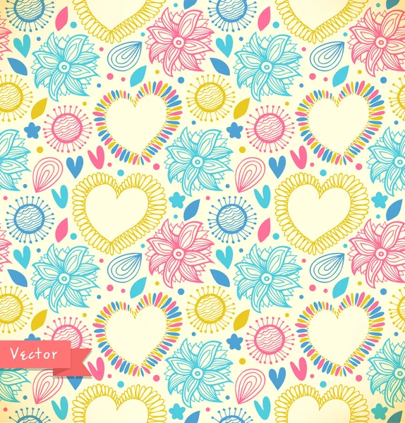 Background with  hearts and flowers. — Stock Vector