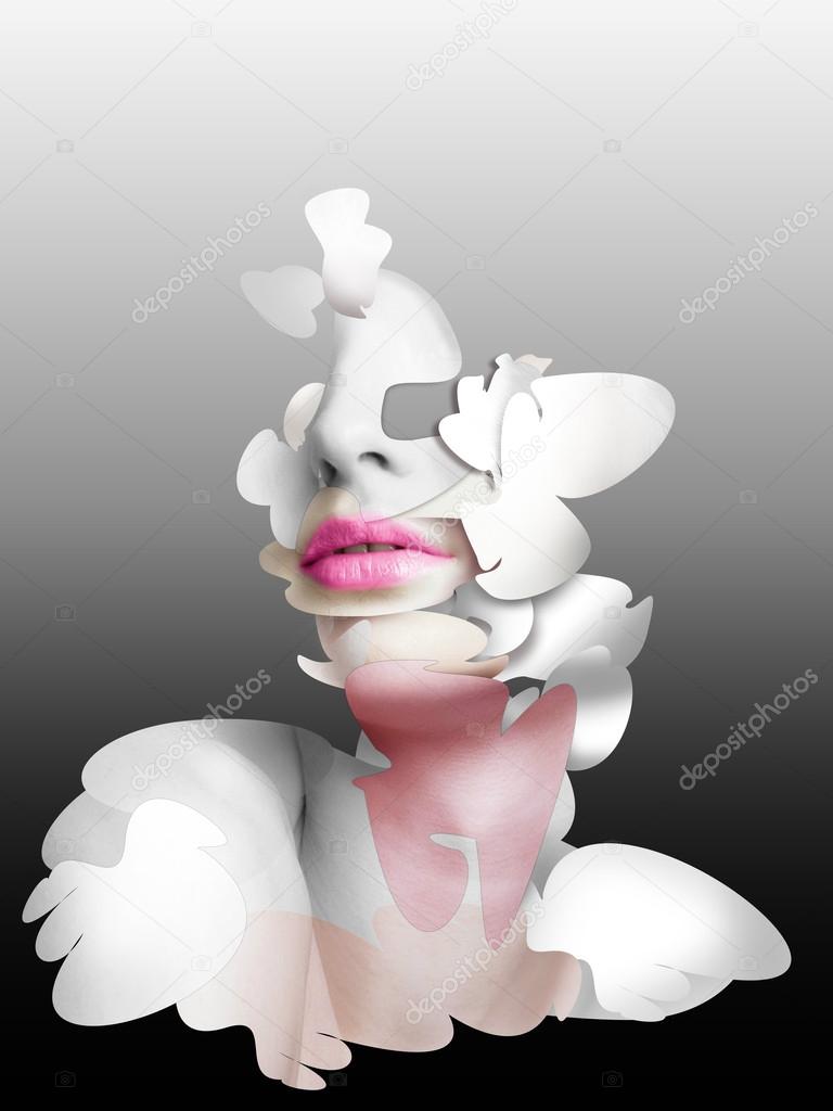 Face beautiful woman isolated shade background