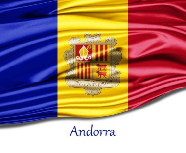 İpek üzerinde Andorra bayrağı