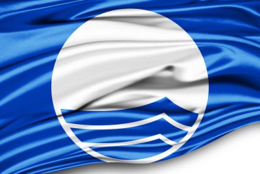 İpek üzerinde mavi bayrak