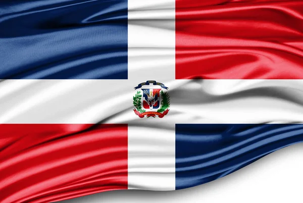 Dominikanische Republik Flagge Auf Seide — Stockfoto