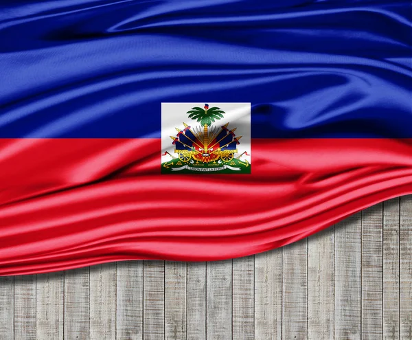 Haïti Drapeau Sur Soie — Photo