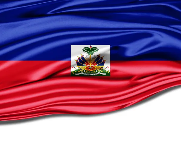 Bandeira Haiti Seda — Fotografia de Stock