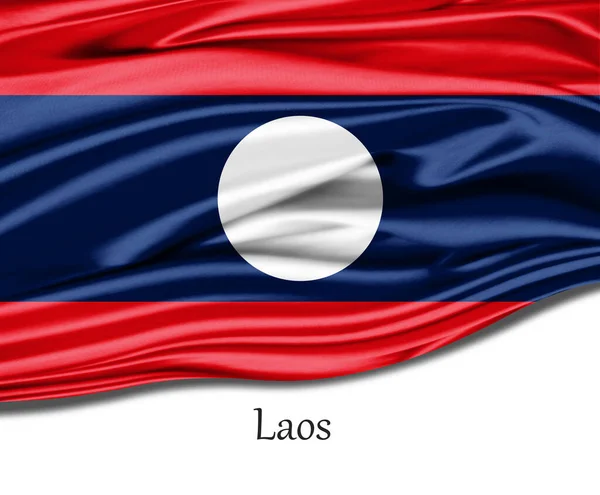 Laos Flagge Auf Seide — Stockfoto