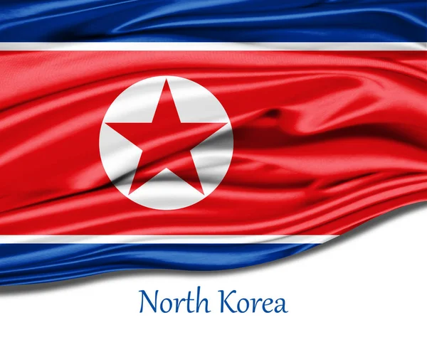 Bandeira Coreia Norte Seda — Fotografia de Stock