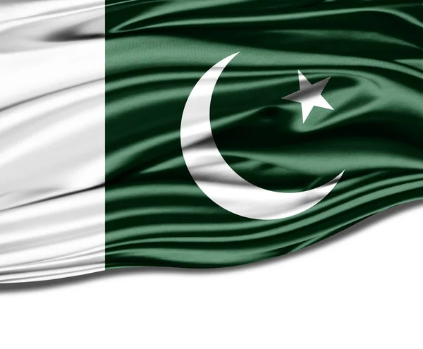 Pákistánská Vlajka Hedvábí — Stock fotografie