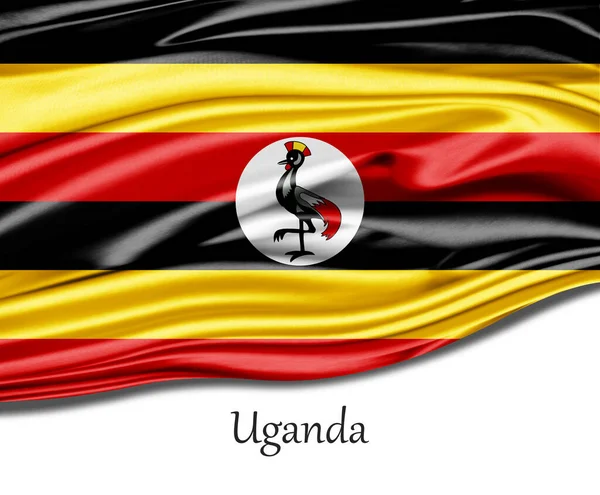 Bandeira Uganda Seda — Fotografia de Stock