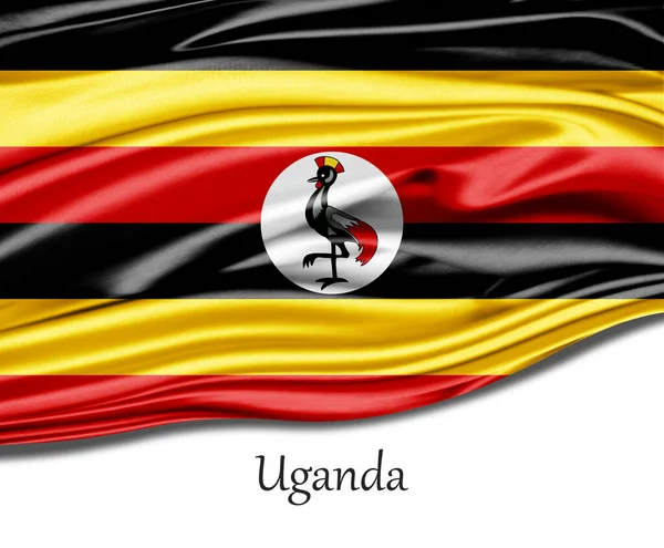 Bandera Uganda Sobre Seda — Foto de Stock