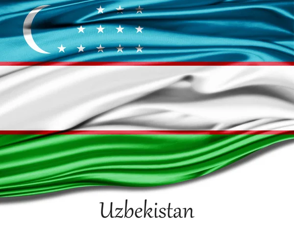 Oezbekistan Vlag Zijde — Stockfoto