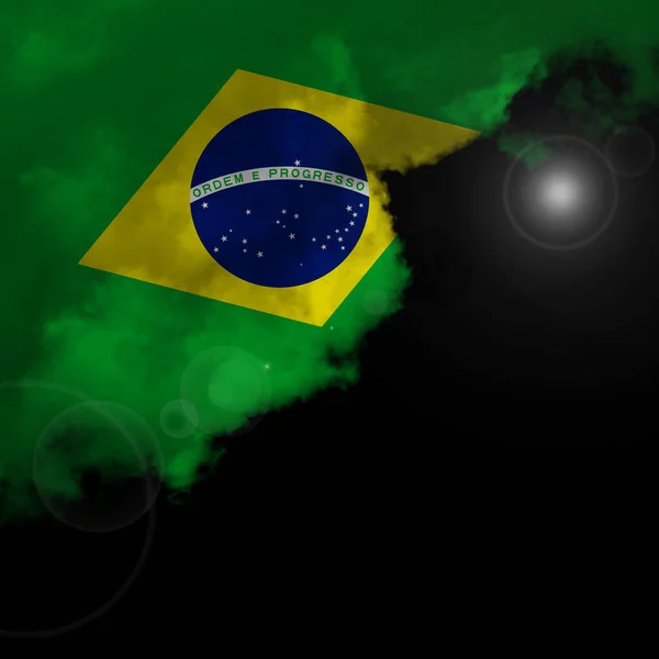 Brazylia Flaga Chmury Tło Ilustracja — Zdjęcie stockowe