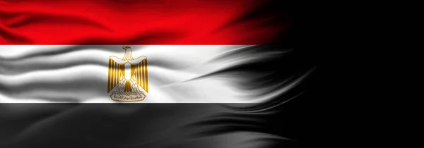 Σημαία Αιγύπτου Μετάξι Εικονογράφηση — Φωτογραφία Αρχείου