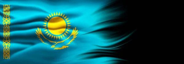 Kazachstan Vlag Van Zijde Illustratie — Stockfoto