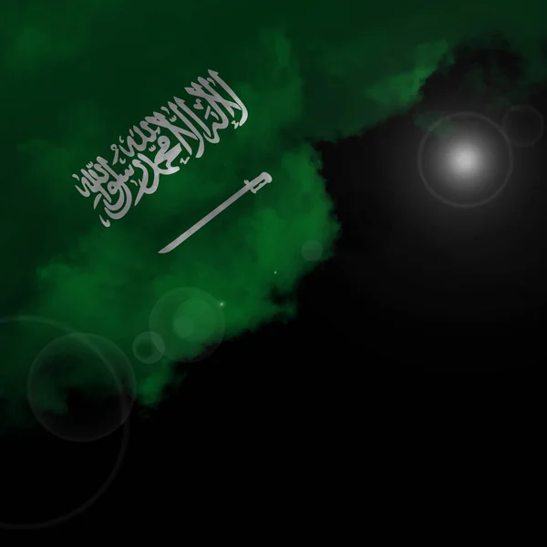 Saudiarabien Flagga Och Moln Bakgrund — Stockfoto