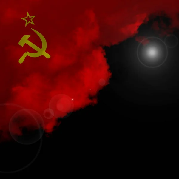 Ussr Vlag Wolken Achtergrond Illustratie — Stockfoto