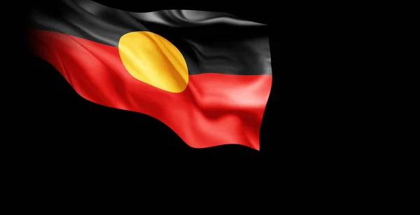 Bandera Australia Aborigen Ondeando Viento Ilustración — Foto de Stock