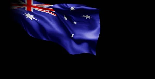 Flagga Australien Vinka Svart Bakgrund — Stockfoto