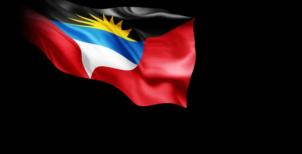 3D展示一面在风中飘扬的安提瓜国旗 — 图库照片