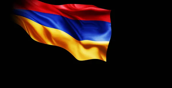 Прапор Вірменії Махає Чорним Фоном — стокове фото