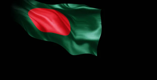 Bandiera Del Bangladesh Sventola Sfondo Nero Illustrazione — Foto Stock