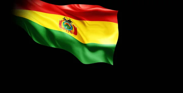 Bolivias Flagg Isolert Svart Bakgrunn Illustrasjon – stockfoto