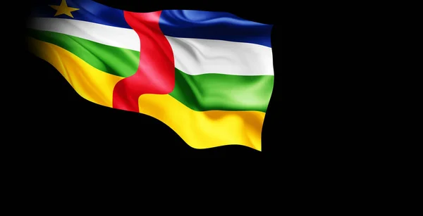 中非共和国的国旗在风中飘扬 3D说明 — 图库照片