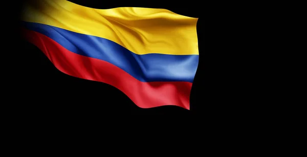 哥伦比亚的国旗在风中飘扬 3D渲染 — 图库照片